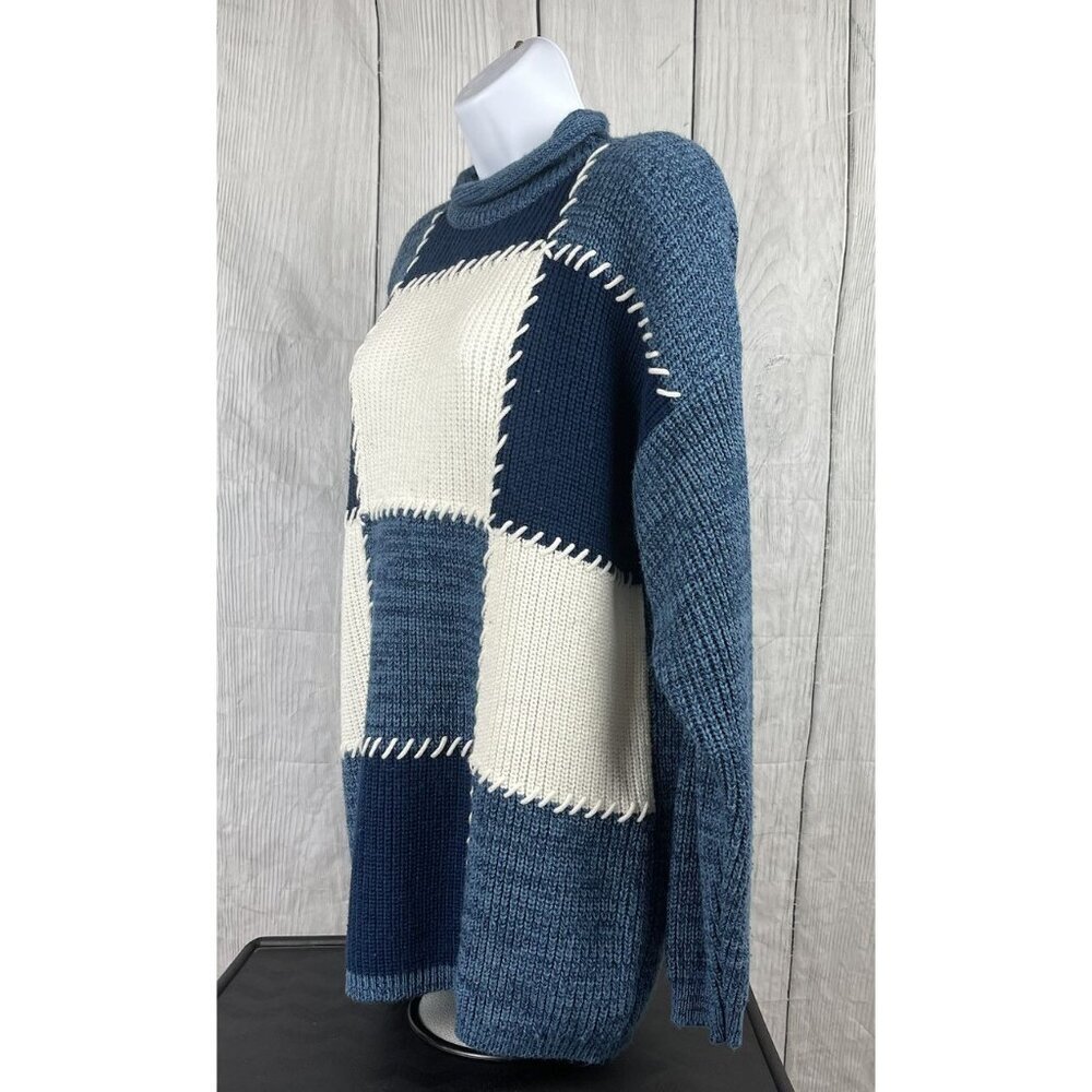 Spice of Life Womens Medium Vintage Long Sleeve Blue White Sweater Patchwork - Picture 6 of 11